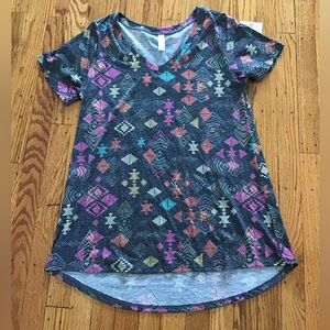 LuLaRoe Multicolor Geometric Short Sleeve Top